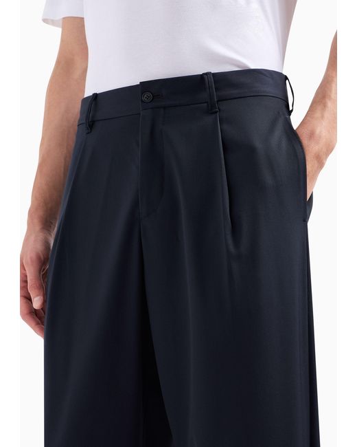 Giorgio Armani Blue Tapered Leg Cropped Trousers for men