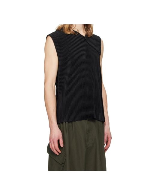 Homme Plissé Issey Miyake Black Pleated Vest for men