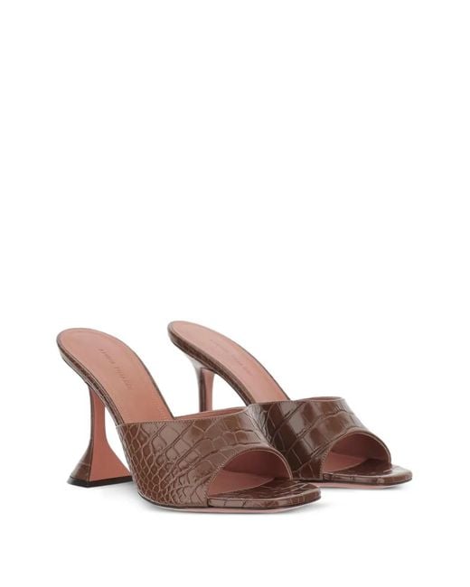 AMINA MUADDI Brown Lupita Slipper Embossed Mules