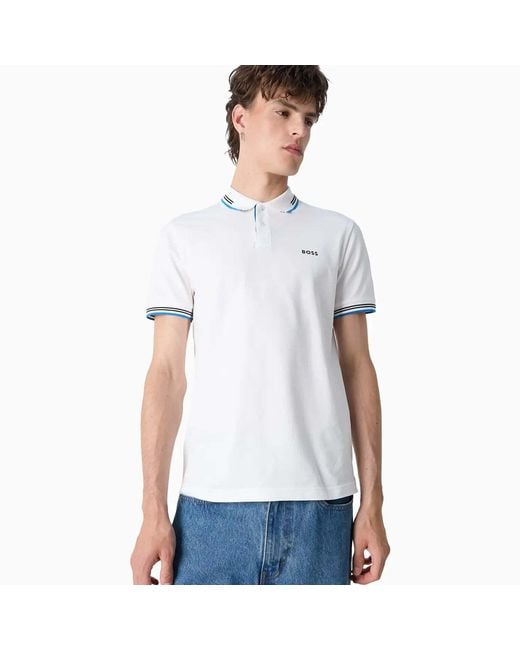 Boss White Boss Logo Printed Short-Sleeved Polo Shirt for men