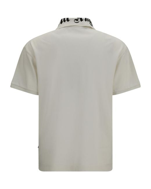 Palm Angels Gray Neck Logo Polo Shirt for men