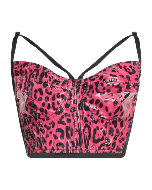 Dolce & Gabbana Pink Leopard Print Cami Crop Top