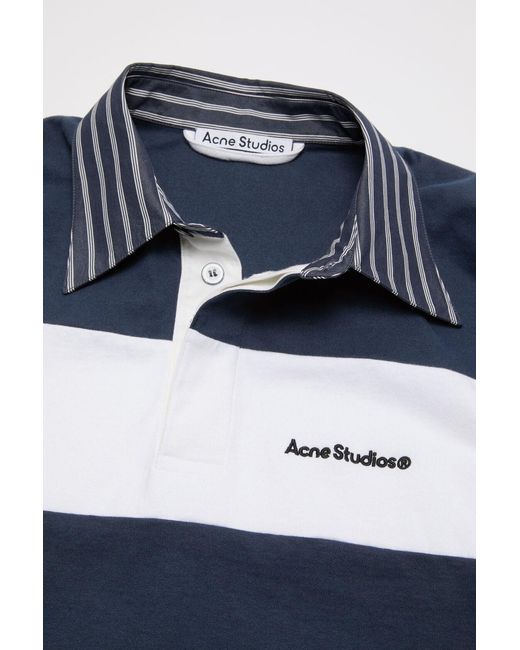 Acne Blue Striped Polo Sweatshirt for men