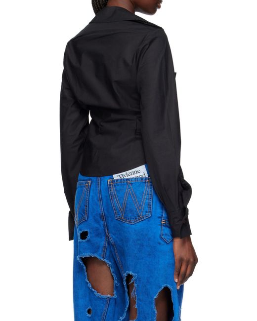 Vivienne Westwood Black Orb Logo Embroidered Drunken Shirt