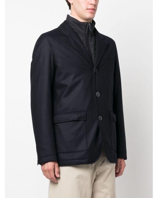 Herno Blue Single-Breasted Layered Padded Blazer for men