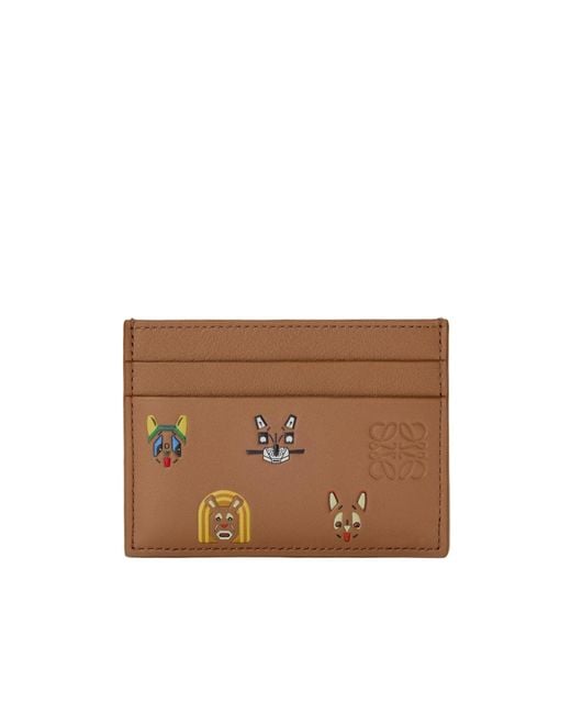 Loewe Brown Futurist Cat Printed Card Holder