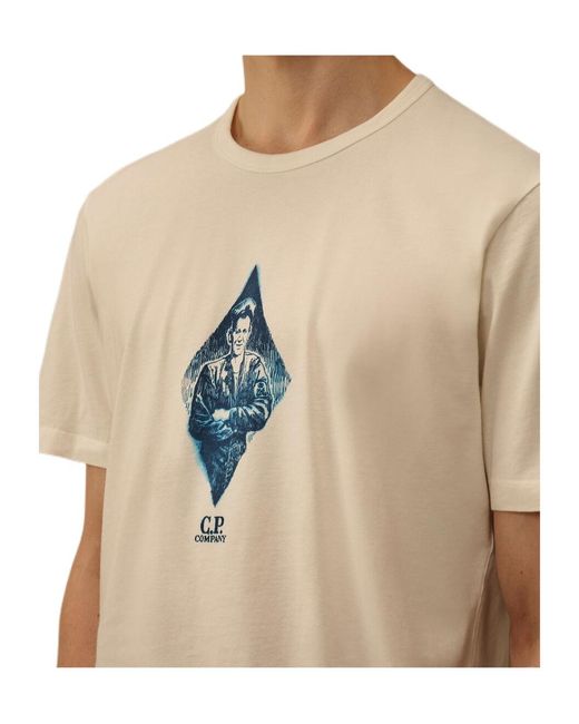 C P Company Natural Logo-Print Short-Sleeved T-Shirt for men