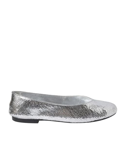 GIMAGUAS Gray Metallic-Effect Ballerina Shoes