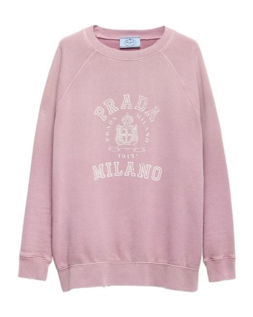 Prada Pink Cotton Crew-Neck Sweatshirt