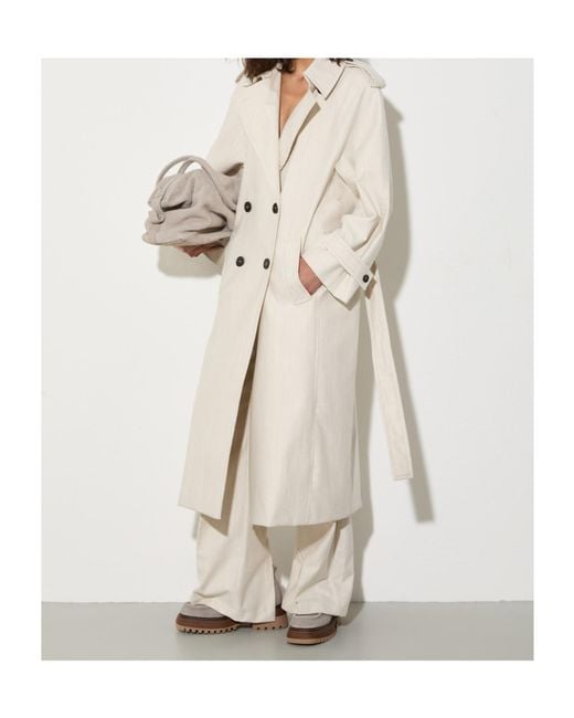MAX&Co. White Undyed Gabardine Trench Coat