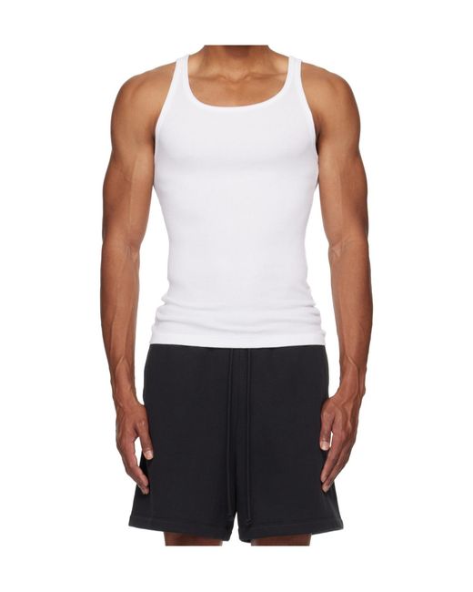 Skims White Cotton Rib Tank 3-Pack for men