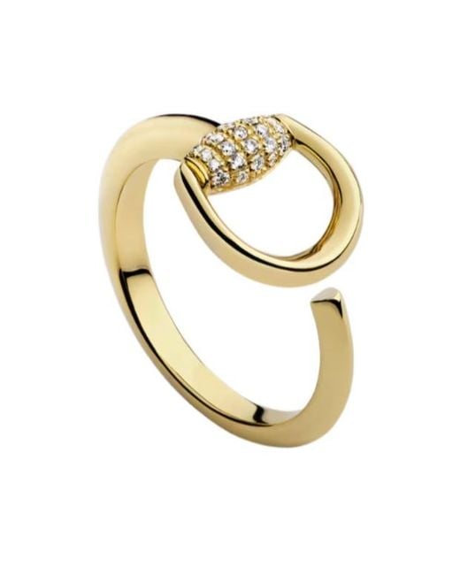 Gucci Metallic Horsebit Diamond 18K Open Ring