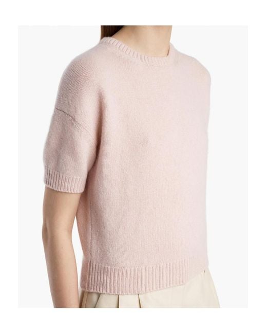 Khaite Pink Golden Short-Sleeve Knitted Sweater