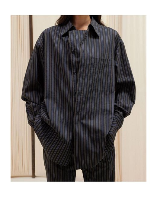 Lemaire Blue Striped Button-Up Shirt