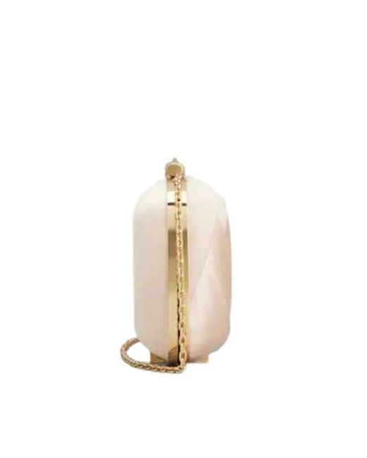 Roger Vivier Natural Pleated Satin Clutch Bag