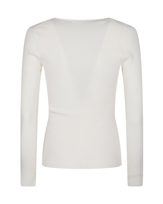 P.A.R.O.S.H. White Long U Neck Long Sleeve Sweater