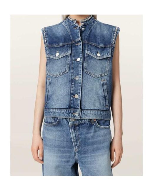 AllSaints Blue Mav Studded Denim Waistcoat