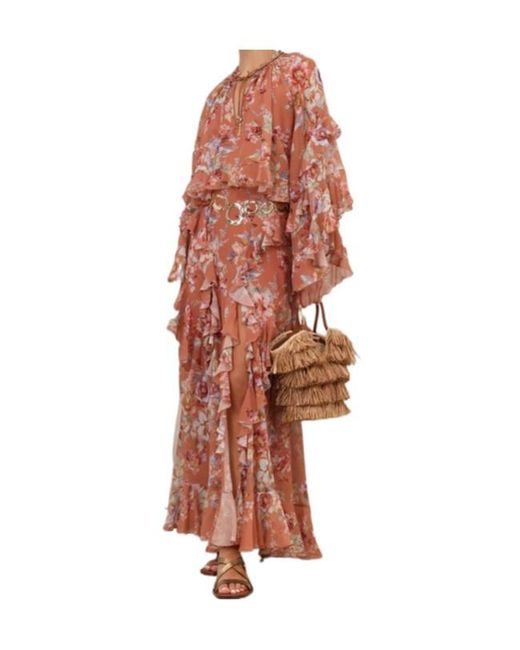 Zimmermann White Awaken Ruffle Floral Printed Blouse