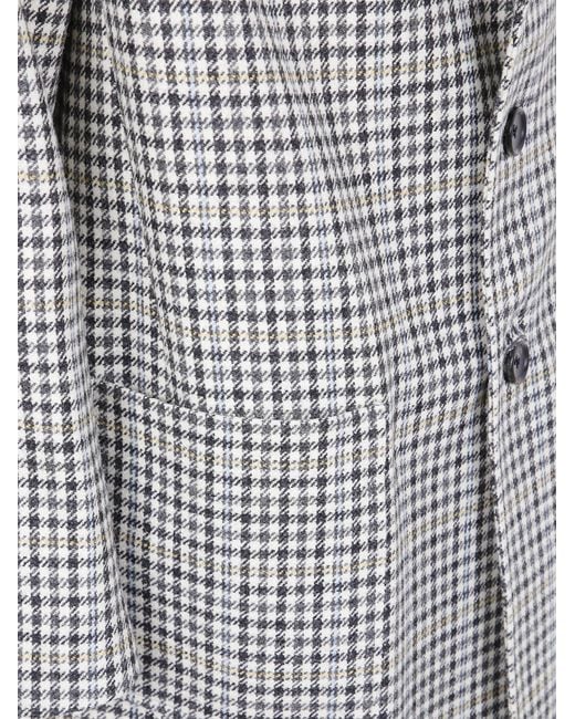 Thom Browne Gray Checked Coat for men