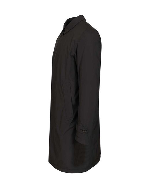 Herno Black Down Trench Coat for men