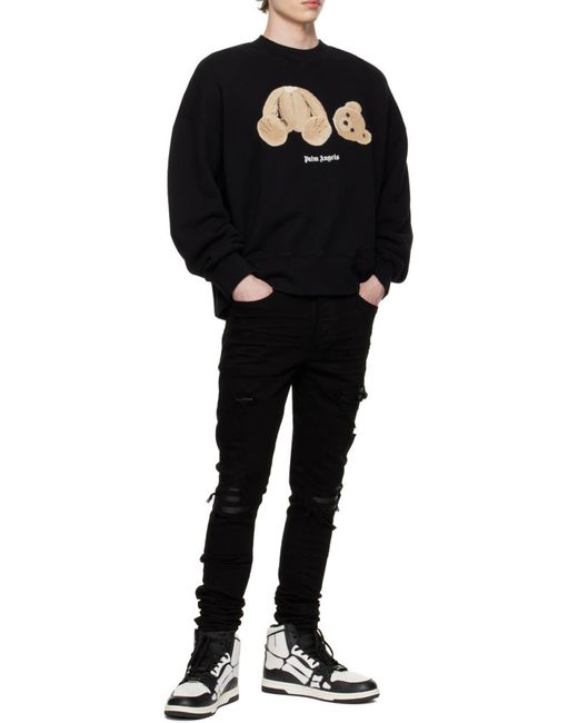 Palm Angels Black Logo Printed Crewneck Sweatshirt for men
