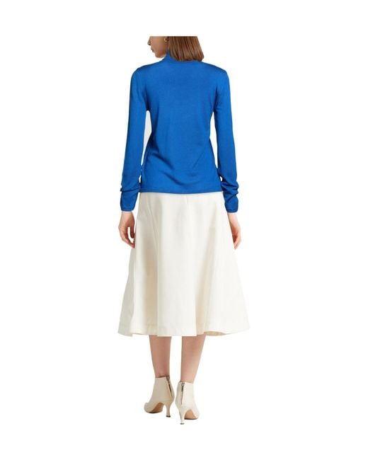 Max Mara Blue Solidcolor Wool Turtleneck Sweater