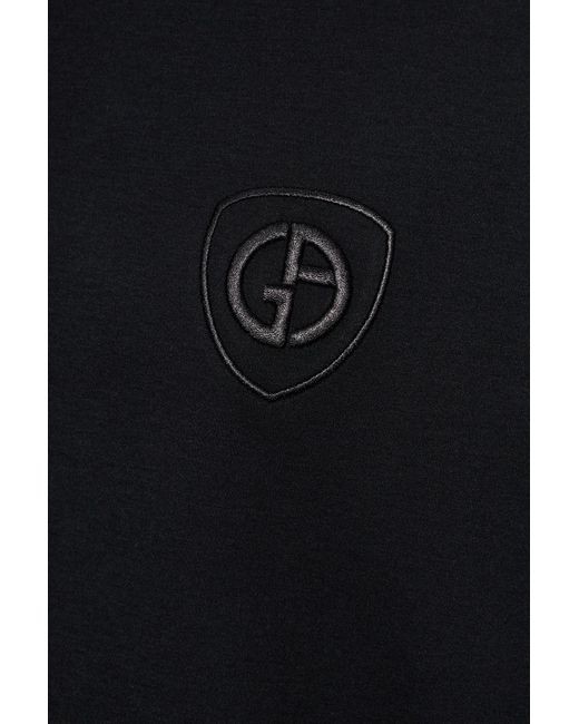 Giorgio Armani Black Logo Embroidered Crewneck T-Shirt for men