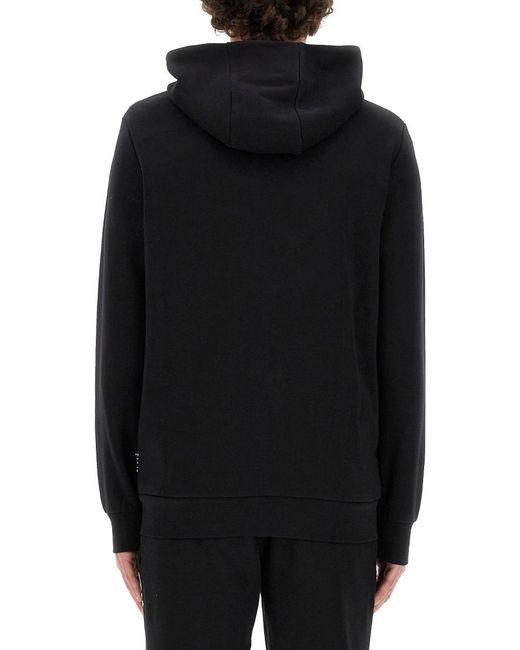 Philipp Plein Black Logo Printed Zipped Hoodie for men