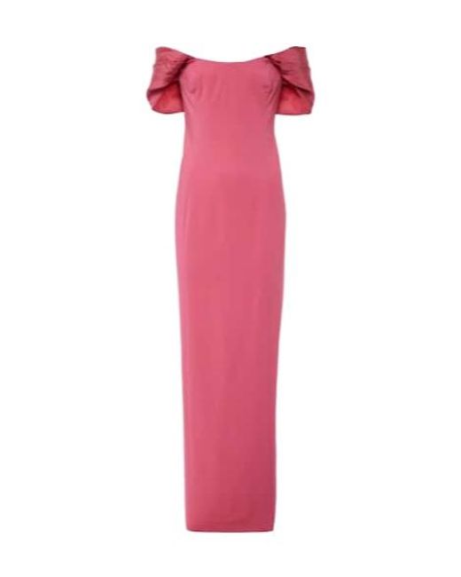 Oscar de la Renta Pink Off-Shoulder Cady Gown