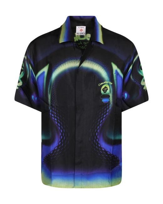 Casablanca Blue Satin Shirt for men