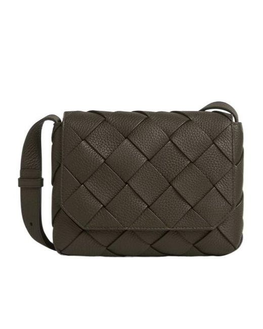 Bottega Veneta Black Diago Intreccio Crossbody Bag for men