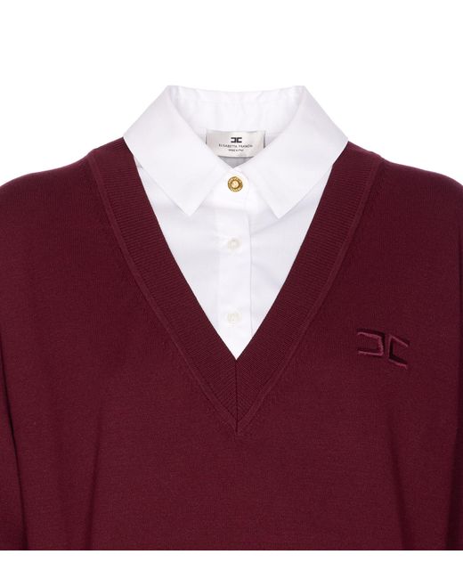 Elisabetta Franchi Logo-Embroidered Long-Sleeved Dress