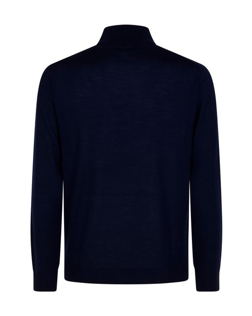 Canali Blue Mock-Neck Knitted Sweater for men