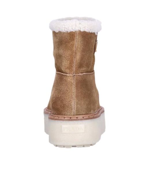Prada Brown Logo Short Boots