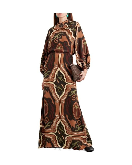 Johanna Ortiz Multicolor Printed Silk-Crepe De Chine Maxi Skirt