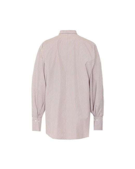 Brunello Cucinelli Pink Long-Sleeved Pinstriped Shirt