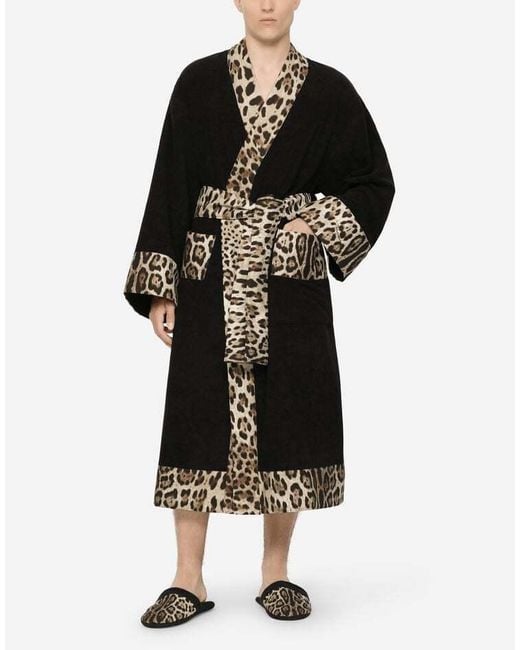 Dolce & Gabbana Black Terry Bathrobe for men