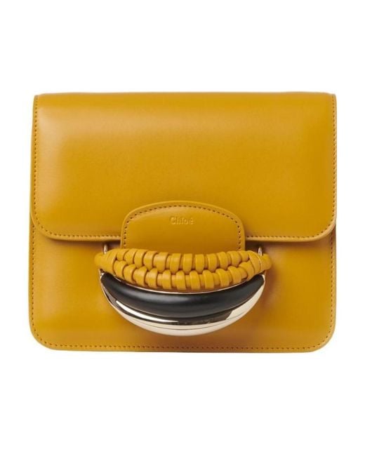 Chloé Yellow Chloé Kattie Foldover Crossbody Bag