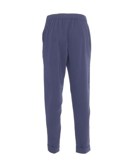 P.A.R.O.S.H. Blue Mid-Rise Turn-Up Hem Tapered Trousers
