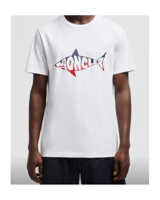 Moncler White Shark Logo Cotton T-Shirt for men