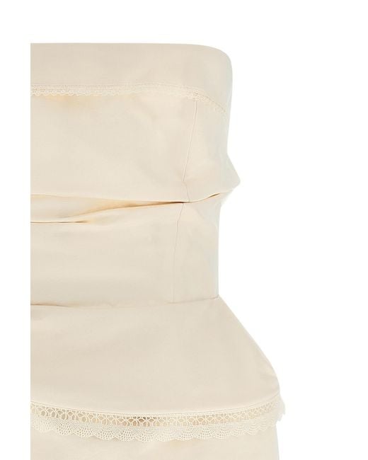 Magda Butrym Natural Re26 Draped Off-Shoulder Mini Dress