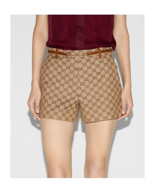 Gucci Brown Horsebit Detail Gg Shorts