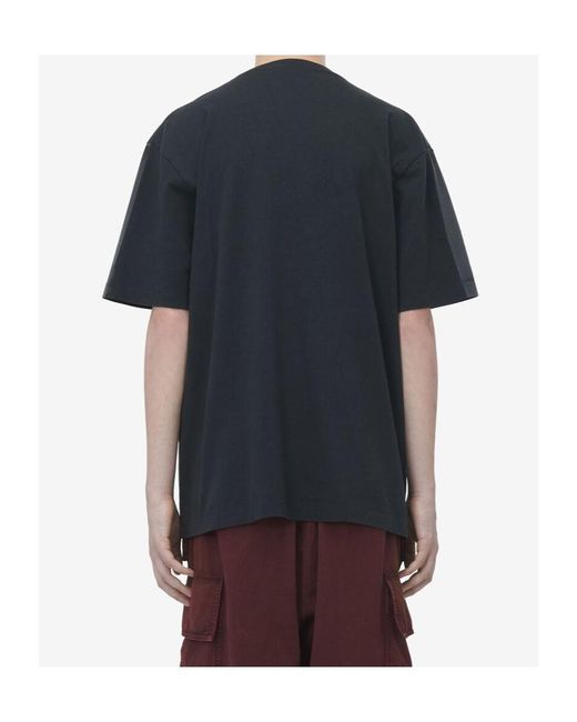 McQueen Blue Skull Embroidered Crewneck T-Shirt for men