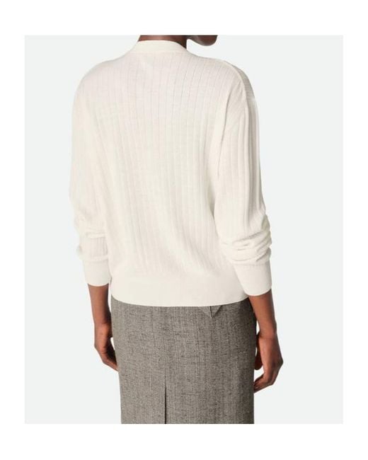 Bottega Veneta White Crewneck Knitted Cardigan