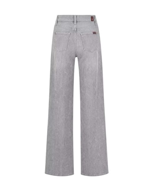 7 For All Mankind Gray Denim Pants Wide Leg Belt Loops Five Pockets