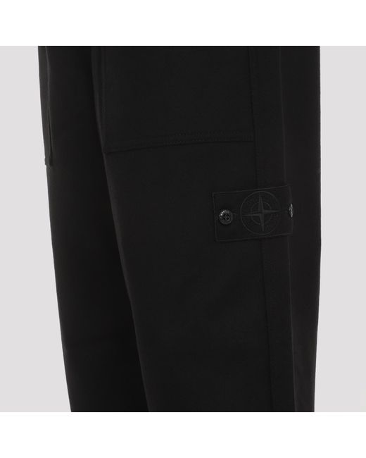 Stone Island Black Compass Patch Tapered-Leg Sweatpants for men