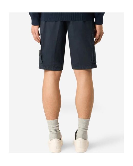 Stone Island Blue Logo Patch Cargo Shorts for men