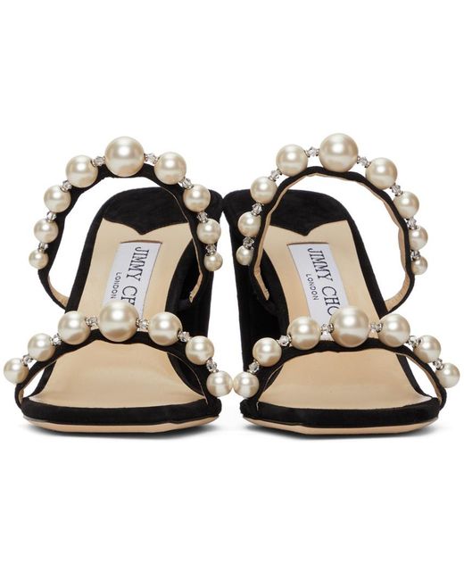 Jimmy Choo Black Amara 85Mm Embellished Sandals