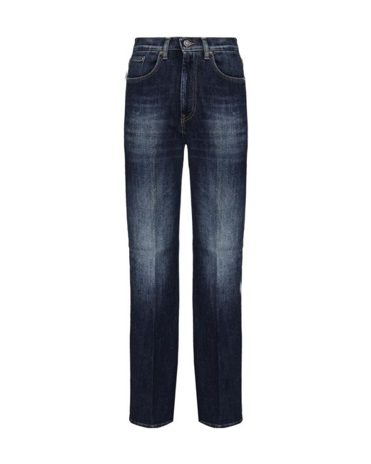 Dondup Blue Logo Detail Straight-Leg Jeans