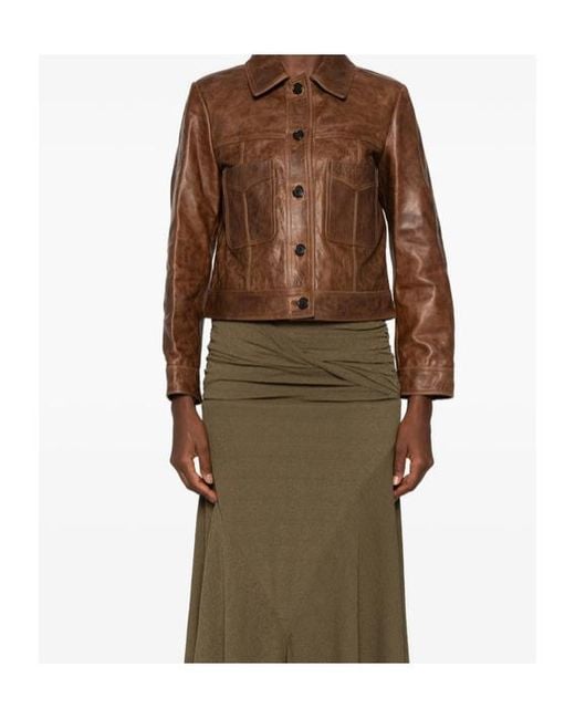 Nili Lotan Brown Long-Sleeve Leather Jacket